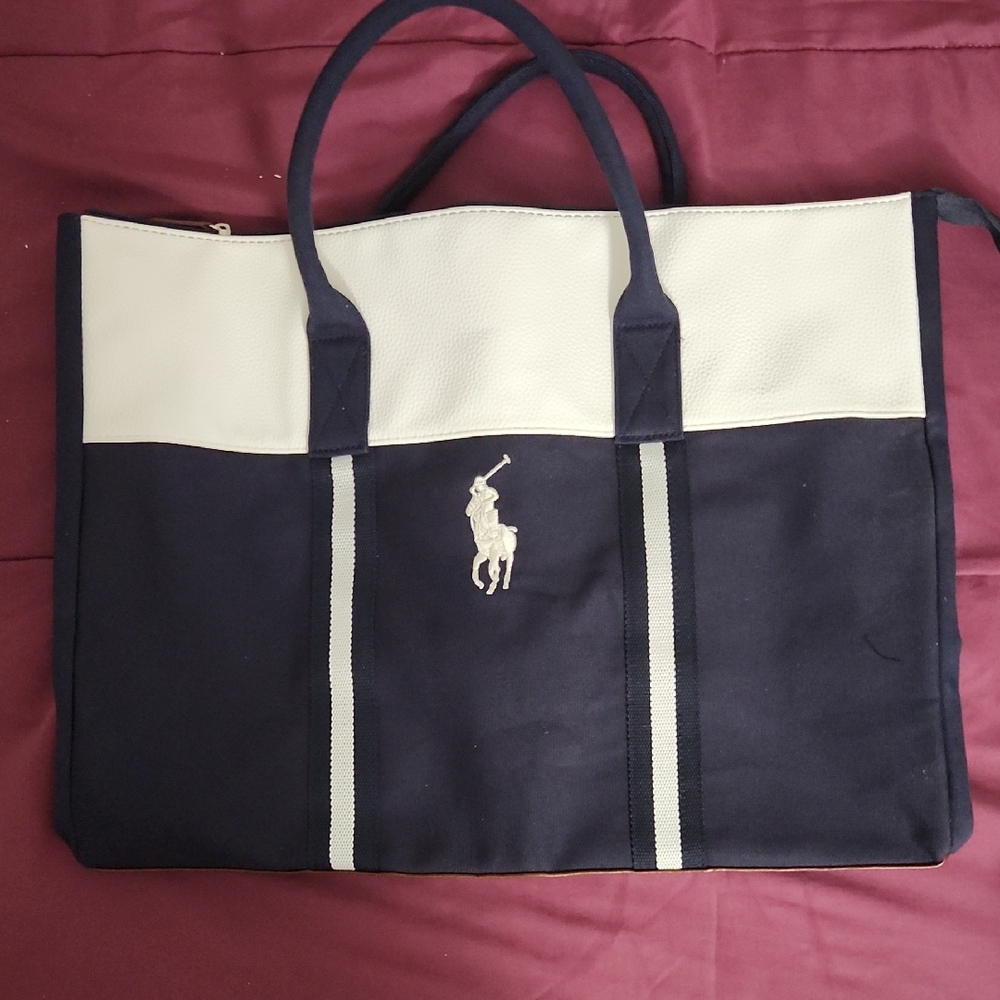 Polo by Ralph Lauren Blue and White Briefcase